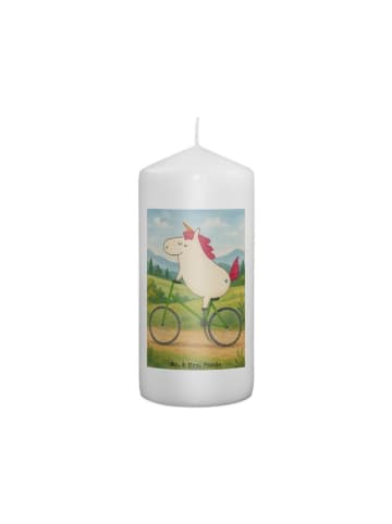 Mr. & Mrs. Panda Kerze Einhorn Radfahrer Design ohne Spruch in Weiß