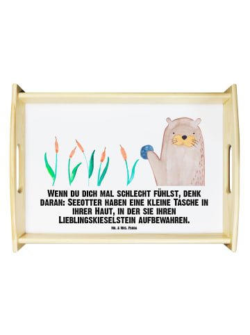 Mr. & Mrs. Panda holz serviertablett Otter Stein mit Spruch in Weiß