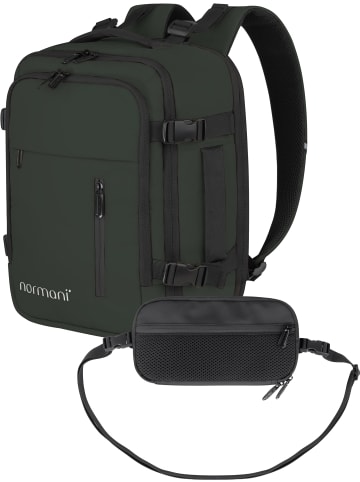 normani Erweiterbarer Handgepäck-Rucksack mit Reisepass Brusttasche in Oliv