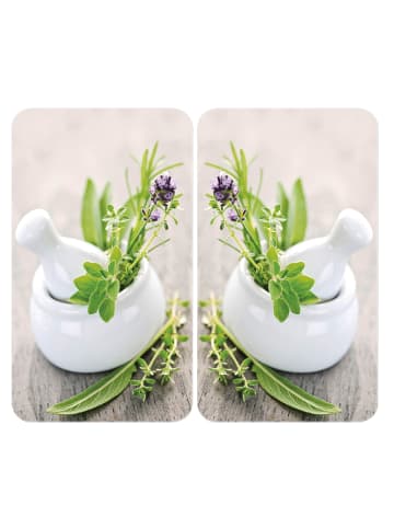 Wenko Glasplatten HERB GARDEN für Herd — 2 Stück in Mehrfarben, 30 x 0,5 x 52 cm