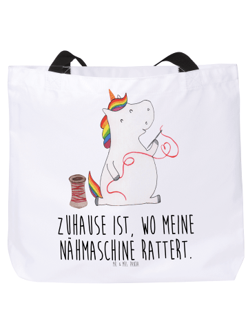 Mr. & Mrs. Panda Shopper Einhorn Näherin mit Spruch in Weiß