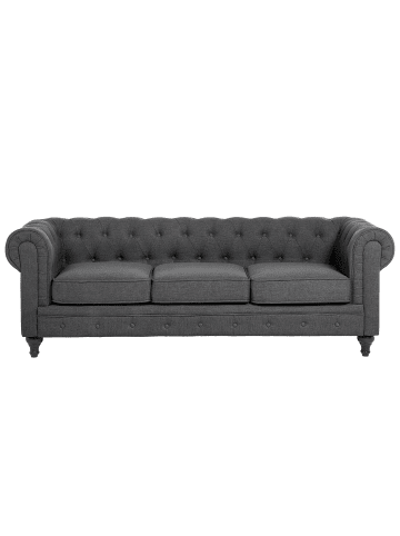 Beliani 3-Sitzer Sofa CHESTERFIELD in Grau/Braun - (W) 202 x (H) 70 x (L) 75 cm