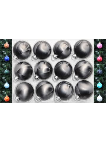 Thüringer Glasdesign 12x Thüringer Glas Eislack 6cm Christbaumkugeln in Anthrazit