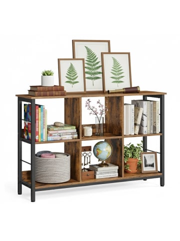 relaxdays Regal "Industrial"  in Schwarz/ Vintagebraun - (B)120 x (H)80 x (T)33 cm
