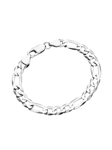 Smart Jewel Armband Figarokette 3/1 Diamantiert, Massiv in Silber