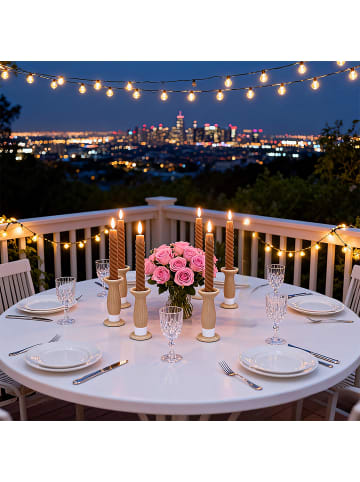 relaxdays 6 x LED Stabkerzen in Mocha Mousse