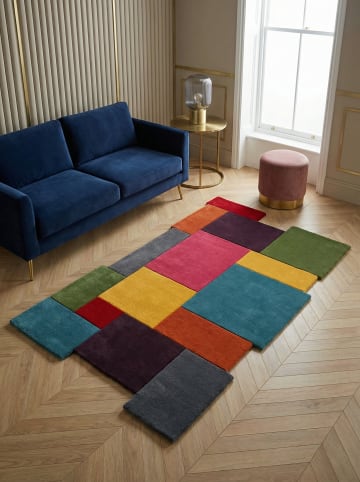 KADIMA DESIGN Wollteppich handgetuftet, geometrisch, rutschfest, Teppich Wolle in Multi