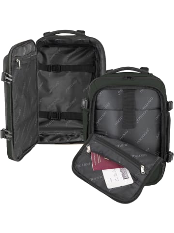 normani normani Erweiterbarer Handgepäck-Rucksack mit Reisepass Brusttasche in Oliv