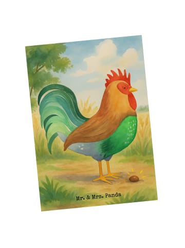 Mr. & Mrs. Panda Postkarte Hahn Korn Design ohne Spruch in Weiß