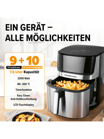 Gourmetmaxx GOURMETmaxx Digitale Heißluftfritteuse mit Touchdisplay & Timerfunktion - 7,5 l