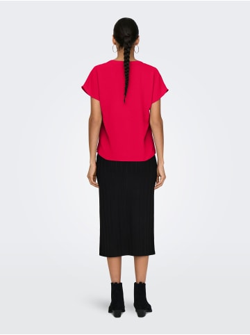 JACQUELINE de YONG Einfarbige Kurzarm Bluse V-Ausschnitt Blusenshirt Blouse JDYLION in Rot-2