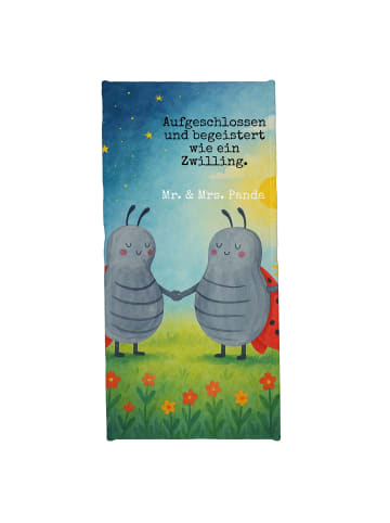 Mr. & Mrs. Panda Handtuch Sternzeichen Zwilling Design mit Spruch in Weiß