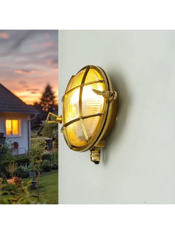 Licht-Erlebnisse Außen Wandlampe Ø 18 x (H)18 cm in MessingMessing