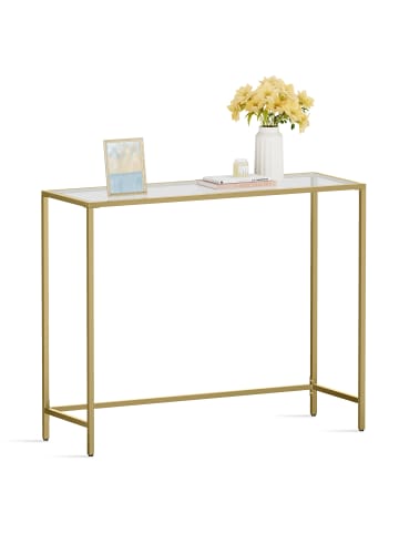 VASAGLE Konsolentisch Baris in Gold-Transparent - (B)100 x (H)80 x (T)35 cm