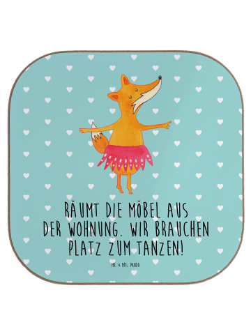 Mr. & Mrs. Panda Untersetzer Fuchs Ballerina mit Spruch in Türkis Pastell