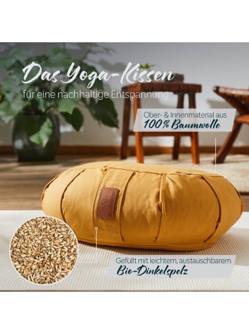 DoYourFitness Yoga-Kissen Ganesh gefüllt Dinkelspelz gelb Halbmond gelb