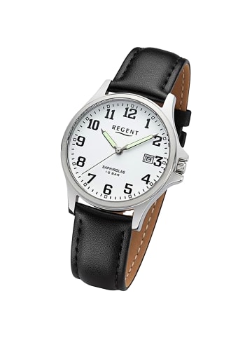 Regent Analog-Armbanduhr Regent Lederarmband schwarz mittel (ca. 36mm)