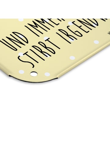 Mr. & Mrs. Panda Blechschild Eichhörnchen Blume mit Spruch in Gelb Pastell