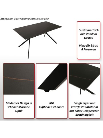 MCW Esszimmertisch O5 Marmor-Optik 160 cm, Weiß