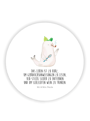 Mr. & Mrs. Panda Kühlschrankmagnet Robbe Sherlock mit Spruch in Weiß