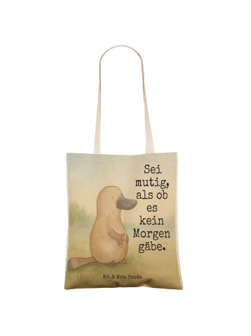 Mr. & Mrs. Panda Shopper Schnabeltier Mut Design mit Spruch in Weiß