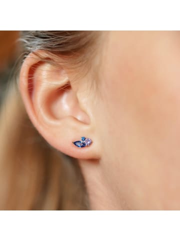 Amor Ohrstecker Silber 925, rhodiniert in blau