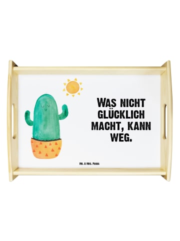 Mr. & Mrs. Panda Holz Tablett Kaktus Sonne mit Spruch in Weiß