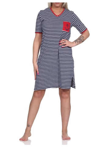NORMANN maritimim Kurzarm Nachthemd Anker - 73297 in marine