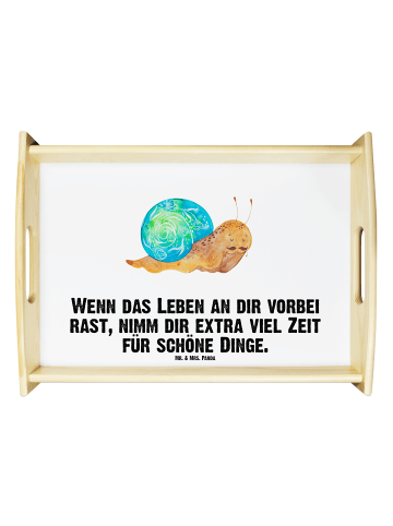 Mr. & Mrs. Panda Holz Tablett Schnecke Sir mit Spruch in Weiß