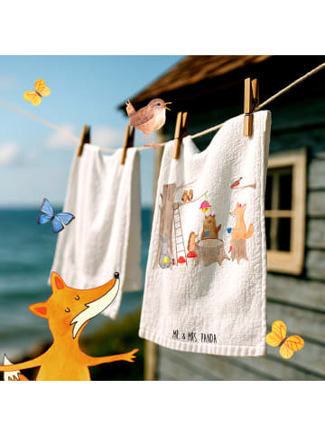 Mr. & Mrs. Panda Gästetuch Waldtiere Picknick ohne Spruch in Weiß