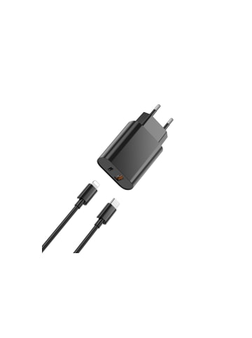 WIWU WIWU Wandladegerät Wi-U002 PD + QC 20W 1x USB 1x USB-C + Kabel in Schwarz