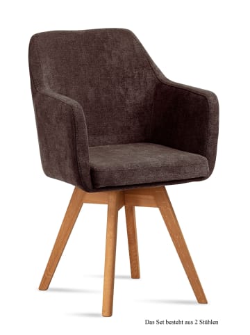 58 aufm Kessel ARMLEHNSTUHL drehbar (2er-Set) Dorry 57x87x60 Eiche geölt/Braun