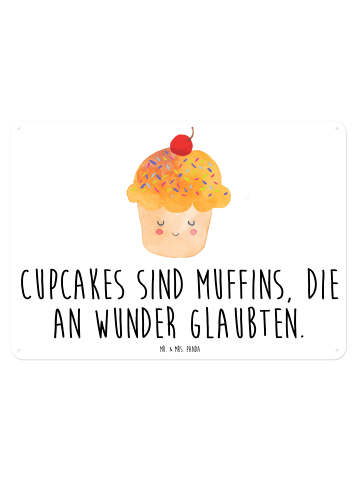 Mr. & Mrs. Panda Blechschild Cupcake mit Spruch in Weiß