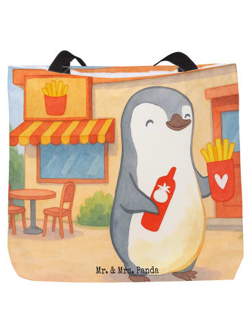 Mr. & Mrs. Panda Strandtasche Pinguin Pommes Design ohne Spruch in Weiß