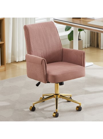 ABRIHOME Bürodrehstuhl in Rosa höhenverstellbar mit mittelhoher Rückenlehne ergonomisch