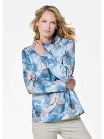 GOLDNER Kurzgröße: Sweatshirt in blau / gemustert