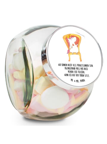 Mr. & Mrs. Panda Vorratsdose Glas Einhorn König mit Spruch in Weiß