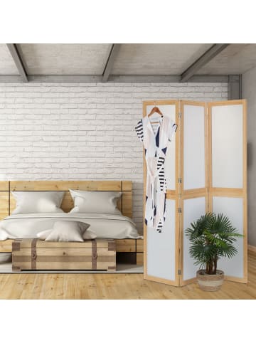 Paravent in Natur/ Weiß - (B)136,5 x (H)180 cm