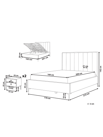 Beliani 4-tlg Schlafzimmer Set SEZANNE in Grün/Schwarz 170x215x142 cm