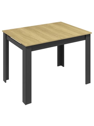 VCM  Esstisch Küchentisch Pesoli ausziehbar 120-160 cm in Anthrazit / Honig-Eiche