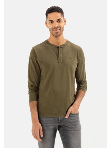 Camel Active Langarmshirt Henley in Dunkel Oliv