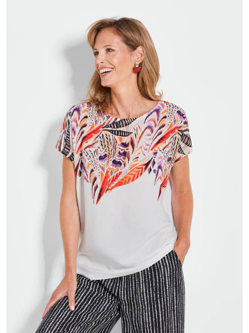 GOLDNER Blusenshirt Elegantes Oberteil mit Ethno-Muster in weiß / gemustert