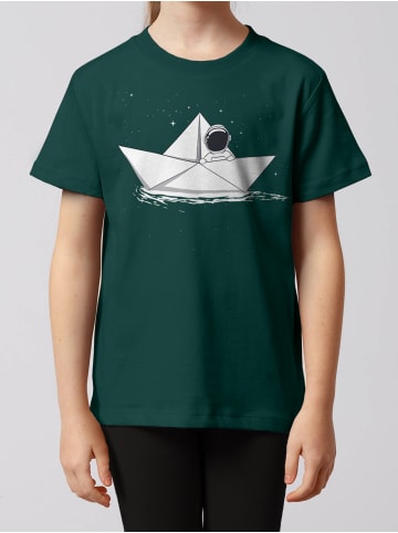 wat? Apparel T-Shirt Astronaut in paper boat in Dunkelgrün