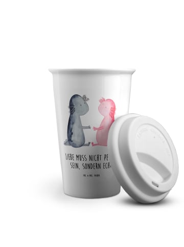 Mr. & Mrs. Panda Kaffeebecher To Go Axolotl Liebe mit Spruch in Weiß