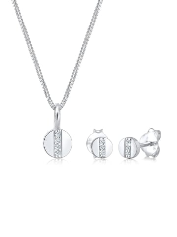 Elli DIAMONDS  Schmuckset 925 Sterling Silber Kreis, Geo in Silber