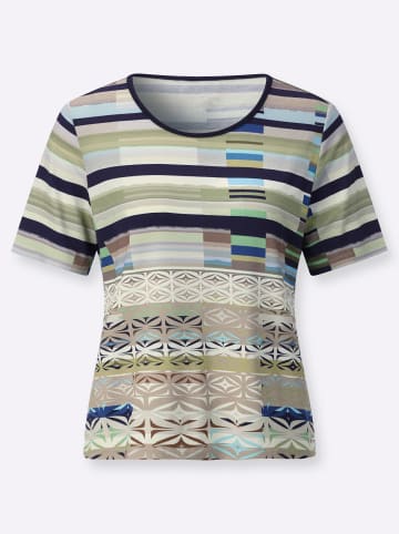 WITT WEIDEN Kurzarm-Shirt in khaki-sesam-bedruckt