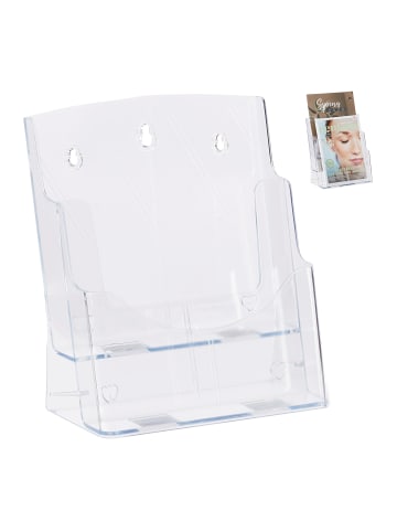 relaxdays 4x Prospekthalter in Transparent - DIN A4