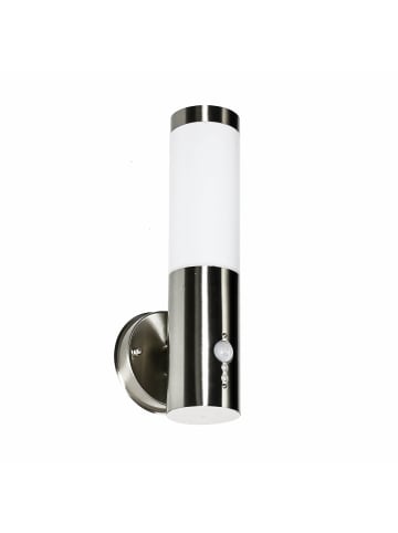 Licht-Erlebnisse Außen Wandlampe Ø 7.5 x (H)34 cm in Silber Weiß
