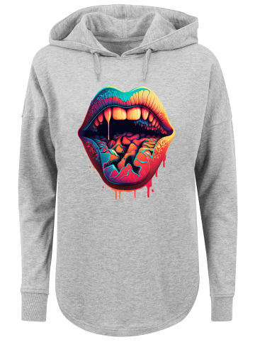 F4NT4STIC Oversized Hoodie Drooling Lips OVERSIZE HOODIE in grau