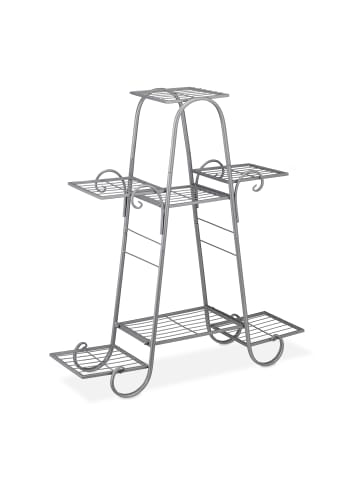 relaxdays Blumentreppe in Silber - (B)75 x (H)83 x (T)24 cm